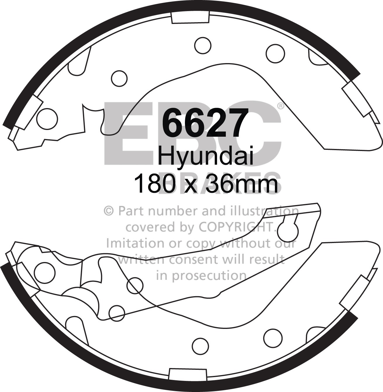 Būgninių stabdžių kaladėlės EBC 6627