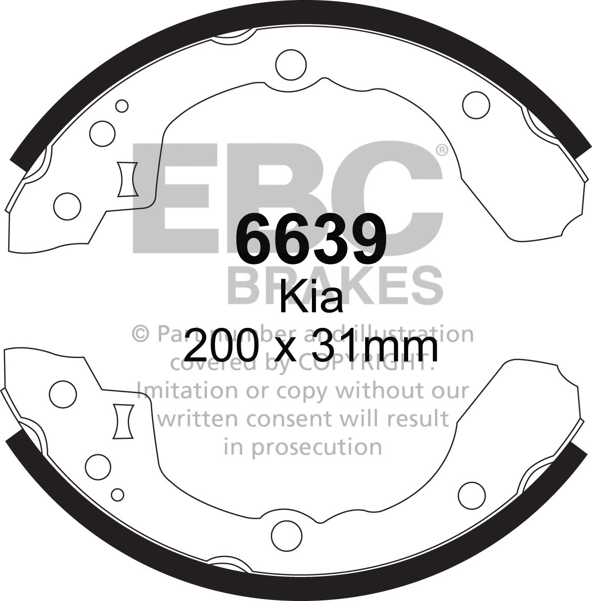 Būgninių stabdžių kaladėlės EBC 6639